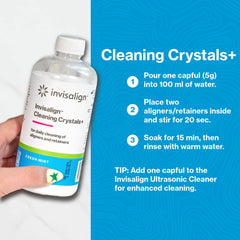 INVISALIGN powder dissolving in water showing fast-cleaning action
