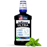 Iotech ioRinse Ultra front bottle view showing packaging and benefits