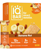 IQBAR Banana Nut front packaging showing flavor and certification benefits