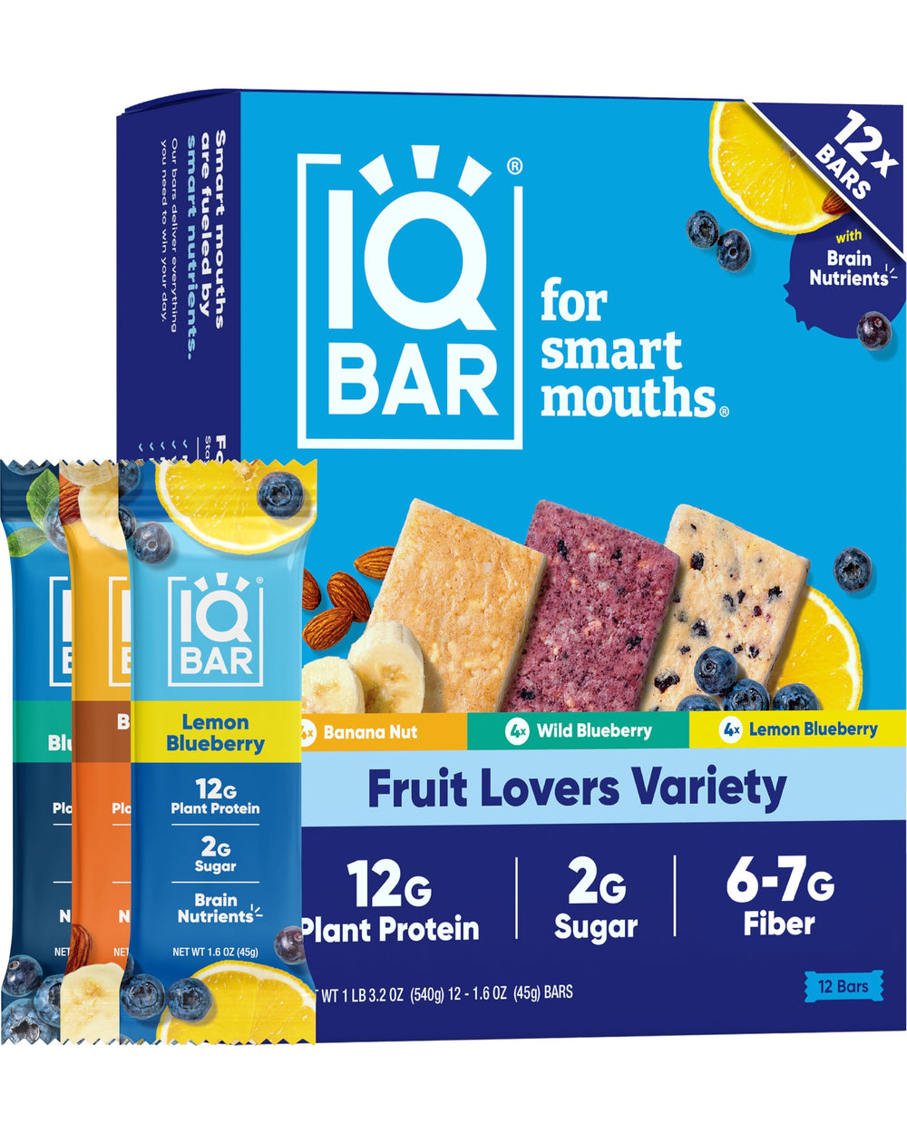 IQBAR front packaging fruit variety showing low sugar benefits