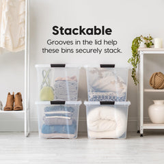 IRIS USA pull handle detail making it easier to slide bins from high shelves