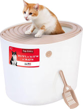 IRIS USA front view of top-entry litter box showing hooded privacy and containment