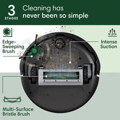 iRobot Roomba 105 multi-surface brush close-up capturing hair and debris
