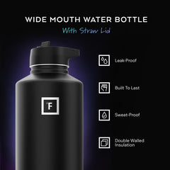 IRON °FLASK wide mouth close-up highlighting easy filling and ice insertion