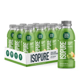 Isopure bottle front packaging shows Apple Melon flavor and protein amount for clear convenience