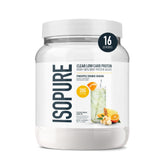 Isopure front packaging showing Pineapple Orange Banana flavor and benefits
