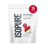 Isopure front packaging showing Strawberries & Cream flavor and 25g protein benefit