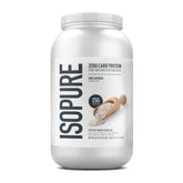 Isopure container front view showing brand and unflavored benefit