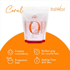 Italwax Coral beads close-up revealing creamy texture and easy melt