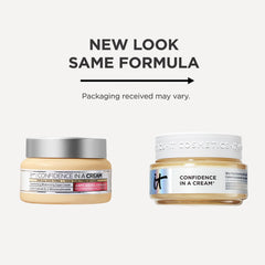 IT Cosmetics open jar top view revealing smooth cream for instant moisturization