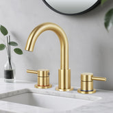 IUERASD front view of brushed gold faucet highlighting elegant design and durability
