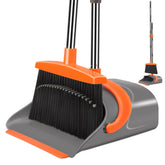 Ivandar front view of broom and dustpan showing compact upright storage and easy access