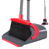 Ivandar front view of broom and dustpan set shows compact upright storage benefit