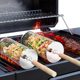 Ivtivfu front view of stainless steel grill baskets showing sturdy construction and benefit of durability
