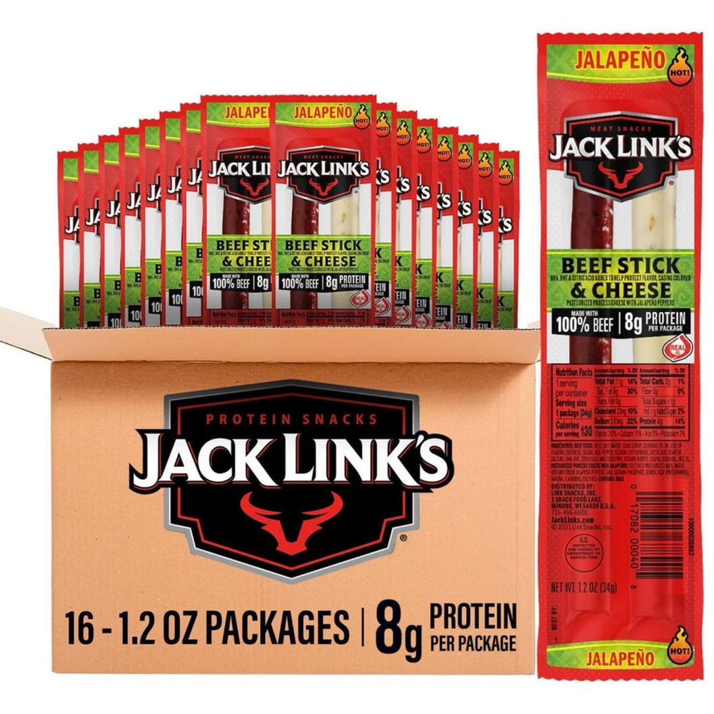 Jack Link's front packaging showing jalapeno beef and cheese convenience