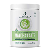 Jade Leaf Matcha latte mix tub front view showing label and size benefit