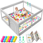 Jaobeem playpen front view showing full 50x50 play area and visibility benefit