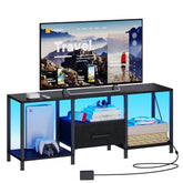 JARHETUN front view of TV stand showing clean lines and organized storage