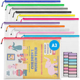JARLINK front packaging showing twelve A3 mesh zipper pouches and color variety for instant organization