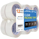 JARLINK front packaging showing twelve clear tape rolls and boxed bundle for cost savings
