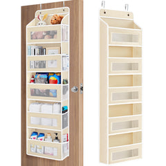 JARLINK front view showing five beige shelves and extra storage benefit