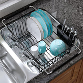 JASIWAY front view over-sink rack showing organized drying and clean counters