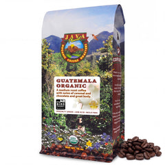 Java Planet front packaging showing organic label and medium roast benefit