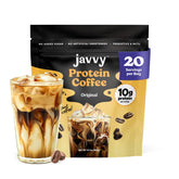 Javvy front packaging showing product and benefits for convenient mornings