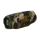 JBL Charge 6 camo front view showing speaker and strong sound output