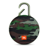 JBL Clip 3 camouflage front view showing compact speaker and branding for portable sound