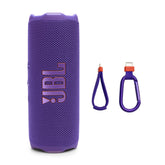 JBL Flip 7 front view in purple showing clean design and powerful presence