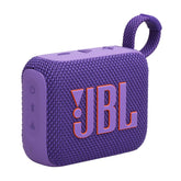 JBL Go 4 front view in purple showing compact speaker and bold color benefit