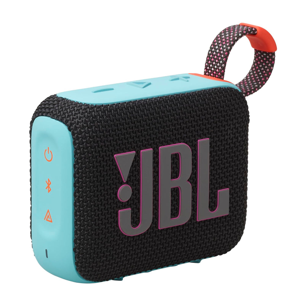 JBL Go 4 front view showing speaker grille and compact benefit