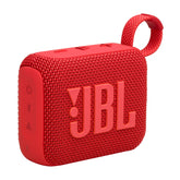 JBL Go 4 front view in red showing speaker and strong audio output