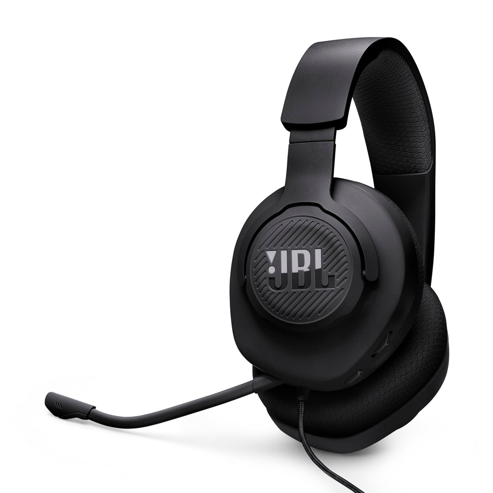 JBL Quantum 100M2 front profile showing sleek black design and gaming-ready look