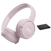 JBL Tune 510BT front view in rose showing design and pure bass benefit
