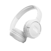 JBL Tune 510BT front view showing sleek white design and foldable hinges