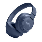 JBL Tune 720BT front view showing blue finish and balanced styling benefit portability