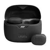 JBL Tune Buds front view showing sleek black design and portability benefit