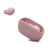 JBL Vibe Buds 2 front view in pink showing sleek design and portability