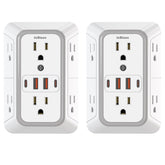 JcBlaon front view showing six outlets and four USB ports for organized charging