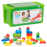 Jelly Blox front packaging shows set and storage case, easy organization benefit