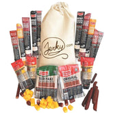 Jerky.com front packaging showing full 26-piece variety pack, great for gifting