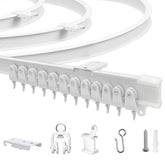 JIHXYER front view of white 9.8 ft ceiling curtain track showing slim profile and finish, enhances ceiling aesthetics