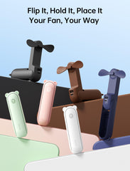 JISULIFE at desktop angle illustrating hands-free cooling and stability