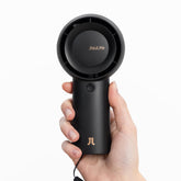 JISULIFE front view showing compact fan and strong airflow benefit