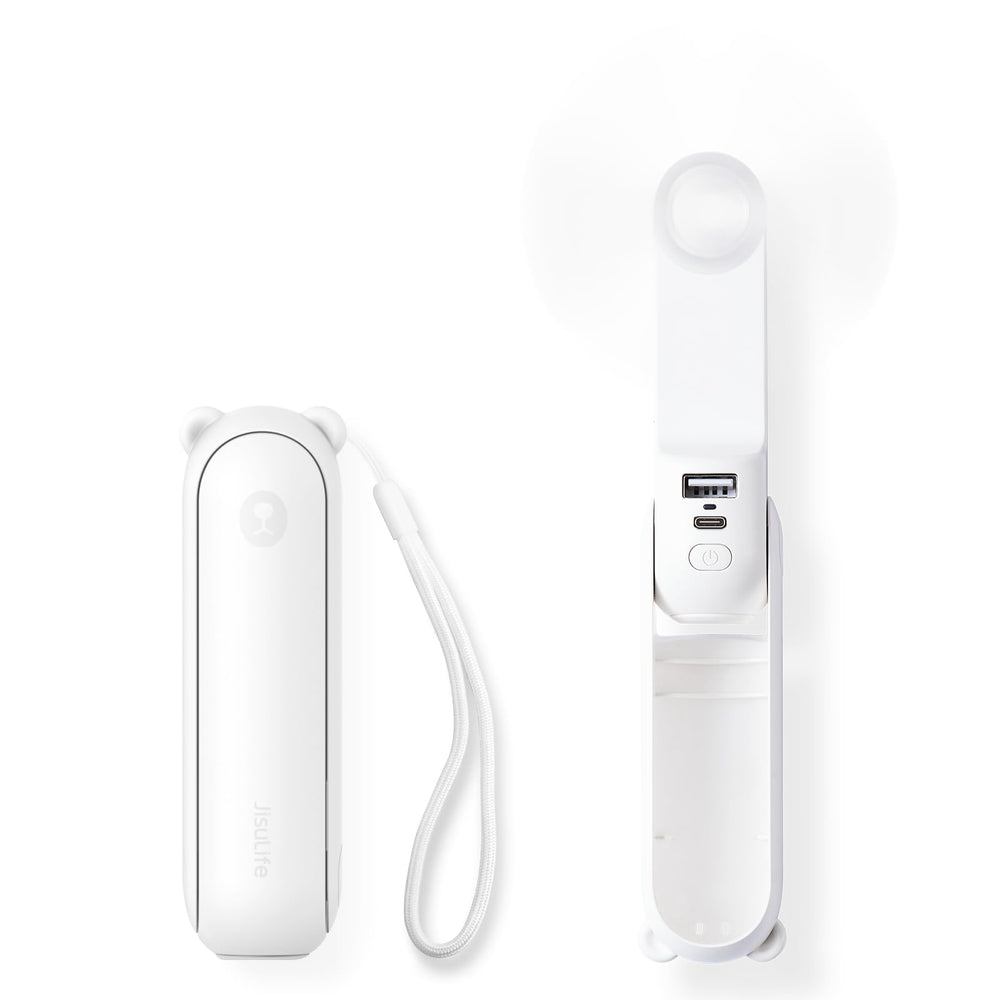 JISULIFE front view showing compact fan and controls for easy cooling