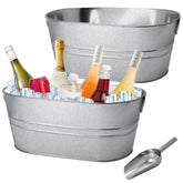 JJXUANER front view of two galvanized tubs showing capacity and style