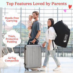 J.L. Childress padded backpack straps displayed for hands-free carrying and comfort in transit