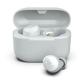 JLab Go Air Pop+ front view showing compact charging case and earbuds benefit portable storage